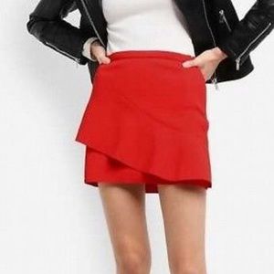 TOPSHOP Red Mini Skirt Ruffle Asymmetrical Scuba 2